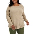 thumbnail image 1 of Plus Size Curved-Hem Nep Sweater Chestnut Heather 2X, 1 of 1