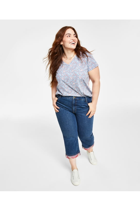 Plus Size Curvy Cuffed Capri Jeans Sierra 22W