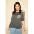 thumbnail image 1 of Plus Size Cute Animal Print Pocket French Terry Casual Top, 1 of 3