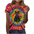 thumbnail image 1 of Plus Size Cute Summer Tops for Womens Fashion Tie-Dye Tshirts Animals Graphic Short Sleeve Crewneck Tee Shirts Dressy Casual Tunic T-Shirt Going Out Basic Blouses(S-5XL), 1 of 4