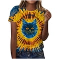 thumbnail image 1 of Plus Size Cute Summer Tops for Womens Fashion Tie-Dye Tshirts Animals Graphic Short Sleeve Crewneck Tee Shirts Dressy Casual Tunic T-Shirt Going Out Basic Blouses(S-5XL), 1 of 4