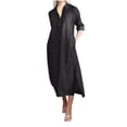 thumbnail image 1 of Plus Size Denim Dress, Womens Short Sleeve Flowy Denim Maxi Dresses, Button V Neck Loose Fitting Side Split Dress, New Summer Beach Vacation Clothes Womens Midi Dress Black 3XL, 1 of 6