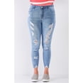 thumbnail image 1 of Plus Size Denim Mid-rise Raw Hem Detail Ripped Skinny Jean Pants 14, 1 of 3