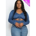 thumbnail image 1 of Plus Size Drawstring Ruched Cutout Crop Top 1XL, 1 of 11