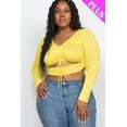 thumbnail image 1 of Plus Size Drawstring Ruched Cutout Crop Top 2XL, 1 of 11