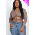 thumbnail image 1 of Plus Size Drawstring Ruched Cutout Crop Top 3XL, 1 of 11