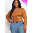 thumbnail image 1 of Plus Size Drawstring Ruched Cutout Crop Top 3XL, 1 of 11
