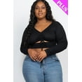thumbnail image 1 of Plus Size Drawstring Ruched Cutout Crop Top 3XL, 1 of 11