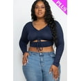thumbnail image 1 of Plus Size Drawstring Ruched Cutout Crop Top 1XL, 1 of 1