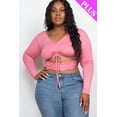 thumbnail image 1 of Plus Size Drawstring Ruched Cutout Crop Top 1XL, 1 of 11