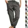 thumbnail image 1 of Fashion Plus Size Casual Cargo Pants for Womens Drawstring Casual Solid Color Elastic Waist Pocket Loose Pants Lounge Pants Running Joggers, 1 of 8