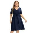 thumbnail image 1 of Plus Size Dress For Women, Spring Casual Midi Dress With Pocket And Sleeve, 1 of 5