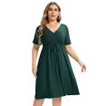 thumbnail image 1 of Plus Size Dress For Women, Spring Casual Midi Dress With Pocket And Sleeve, 1 of 5