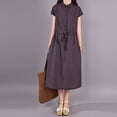 thumbnail image 1 of Plus Size Dress, Women's Wrap Midi Dress with Tie Waist, Flattering A-Line Solid Color Casual Dress, 1 of 3