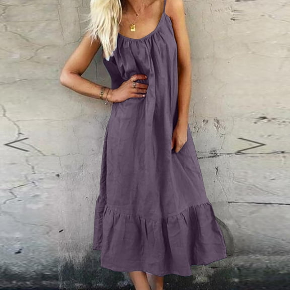 Plus Size Dress for Women Nightgowns Cotton Linen Fall Cute Slip Dress Sleeveless Flowy Swing Pajama Dress Sleepwear,S-3XL