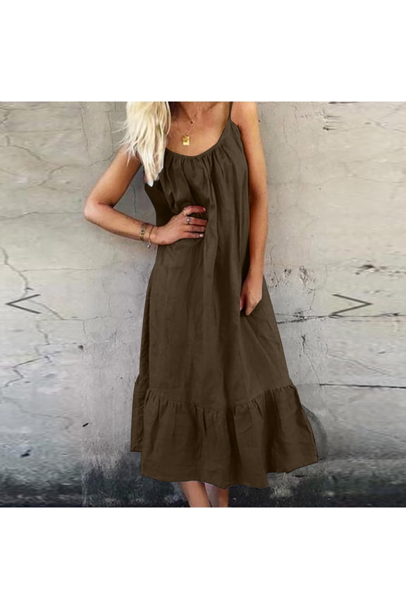 Plus Size Dress for Women Nightgowns Cotton Linen Fall Cute Slip Dress Sleeveless Flowy Swing Pajama Dress Sleepwear,S-3XL