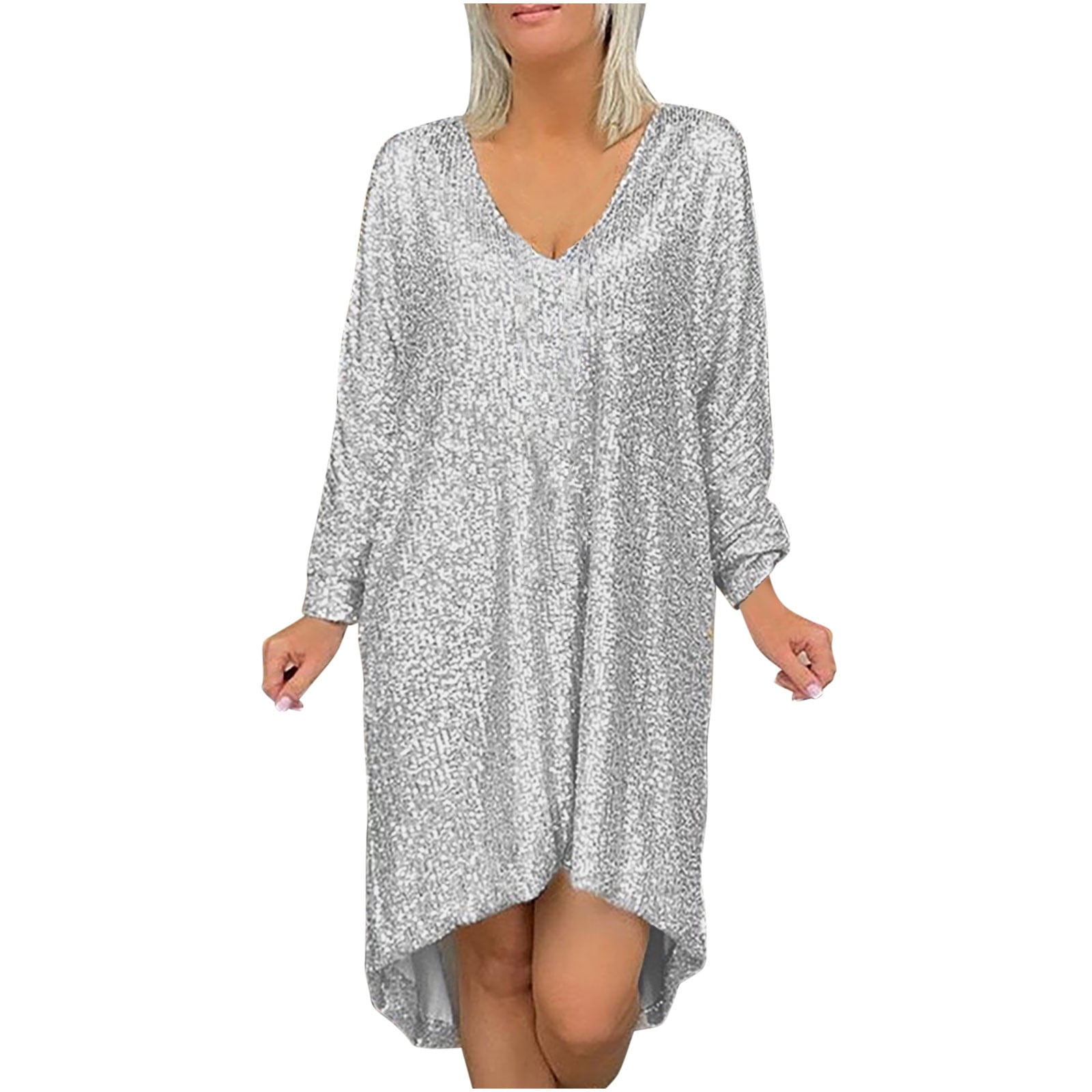 Plus Size Women Pure Color Knitted High Neckline Dress