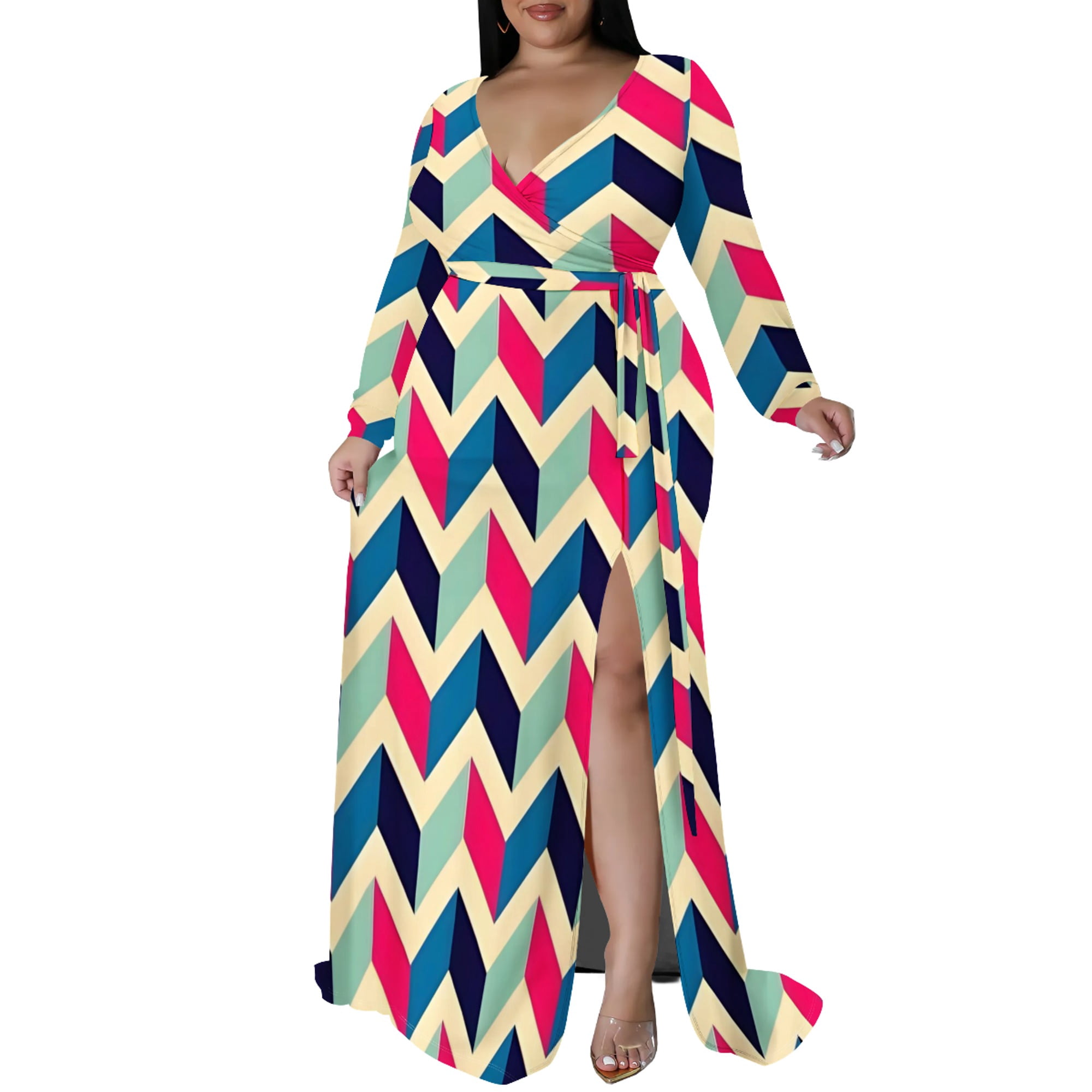Plus Size Dress for Women VNeck Maxi Dress for Women Casual Loose Long