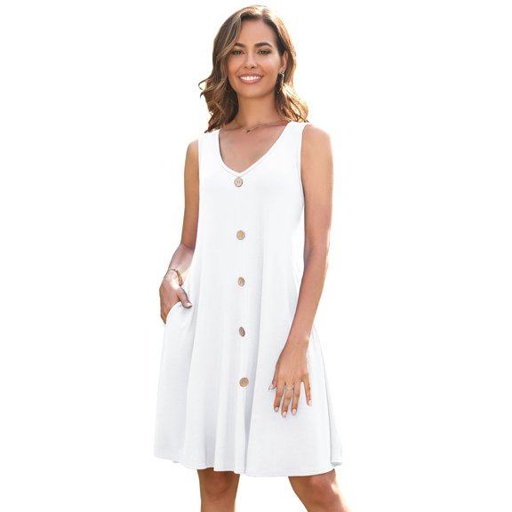 Plus Size Dresses 5X for Women, VEPKUL Sleeveless Casual Tank Sundress V Neck with Pockets
