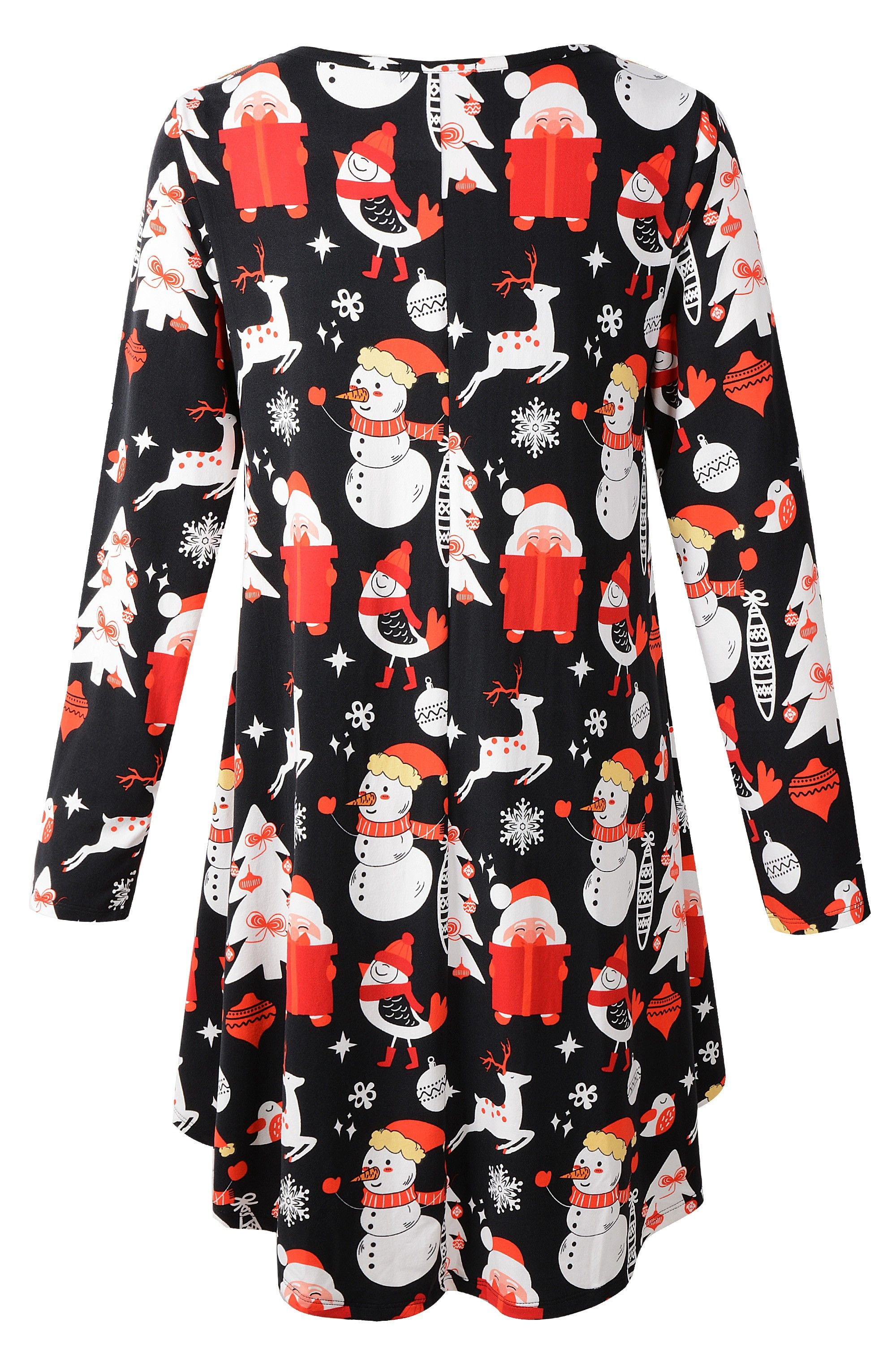 Plus Size Christmas Dresses 5X for Women, VEPKUL V Neck T Shirt Dress 3 ...