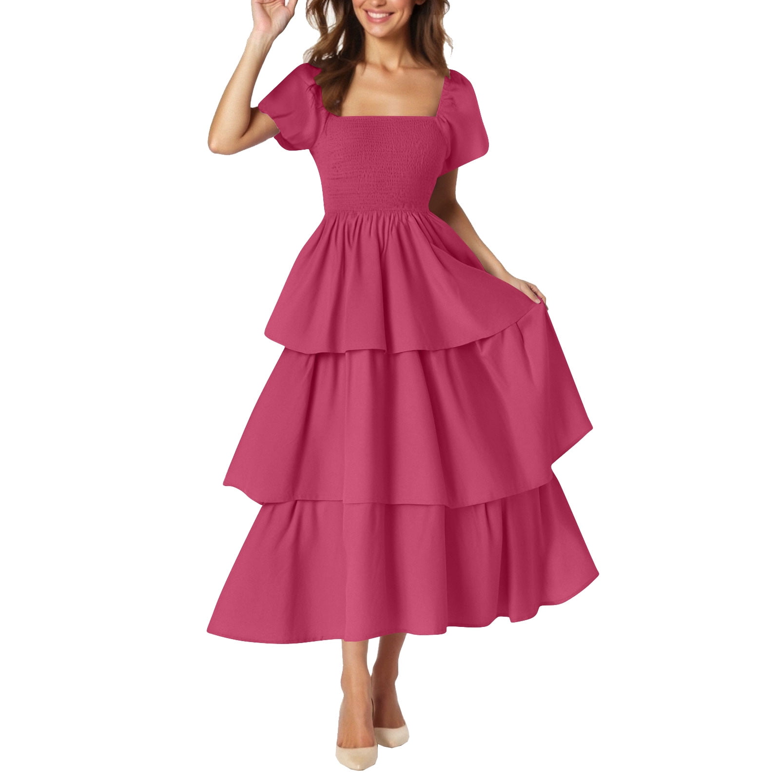 blue gingham dress Smocked Puff Sleeve – PinkBlush Size:4XL Black Party Dresses Women day dress