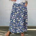 thumbnail image 1 of Plus Size Dresses for Curvy Women Viikei Womens Skirts Midi Length,Viikei Women's Printed Elastic Waistband Pleated Pocket Skirt With Mid Calf Skirt Navy XXXXL, 1 of 5