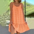 thumbnail image 1 of Plus Size Dresses Fashion Floral O Neck Ruffle Hem Spaghetti Strap Sleeveless Sundress Orange XXXL, 1 of 5