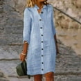 thumbnail image 1 of Plus Size Dresses Fashion Versatile Striped Print Button Dress Casual Loose Maxi Dress Blue L, 1 of 5
