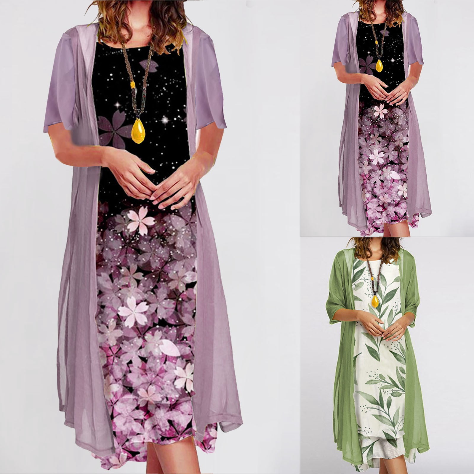 Vintage Dress Dresses Women Casual Loose Boho Dresses Vestidos Plus Size Women Sexy Printed Chiffon Split Robe