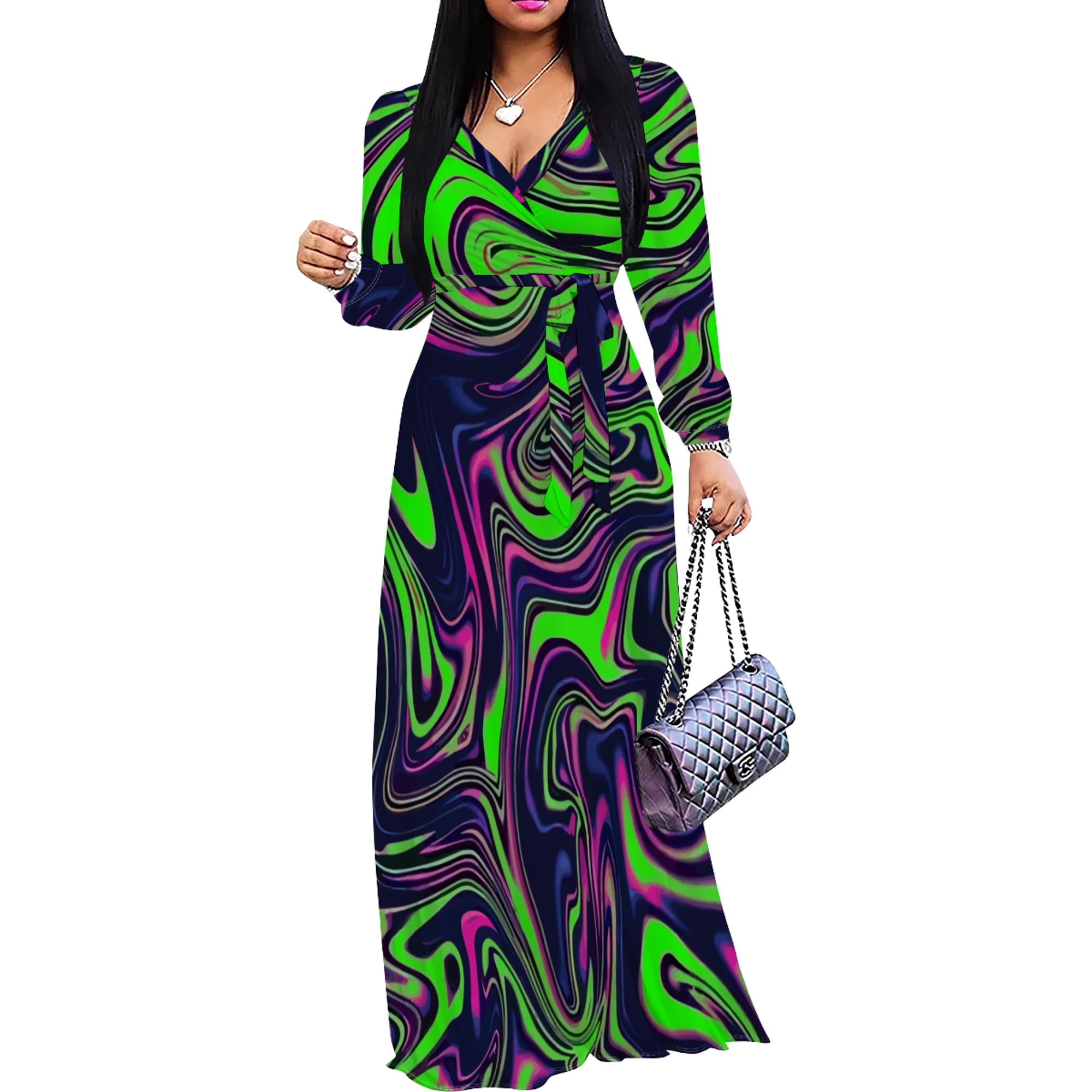 Plus Size Dresses for Curvy Women Maxi Wedding Guest Party Wrap Dress