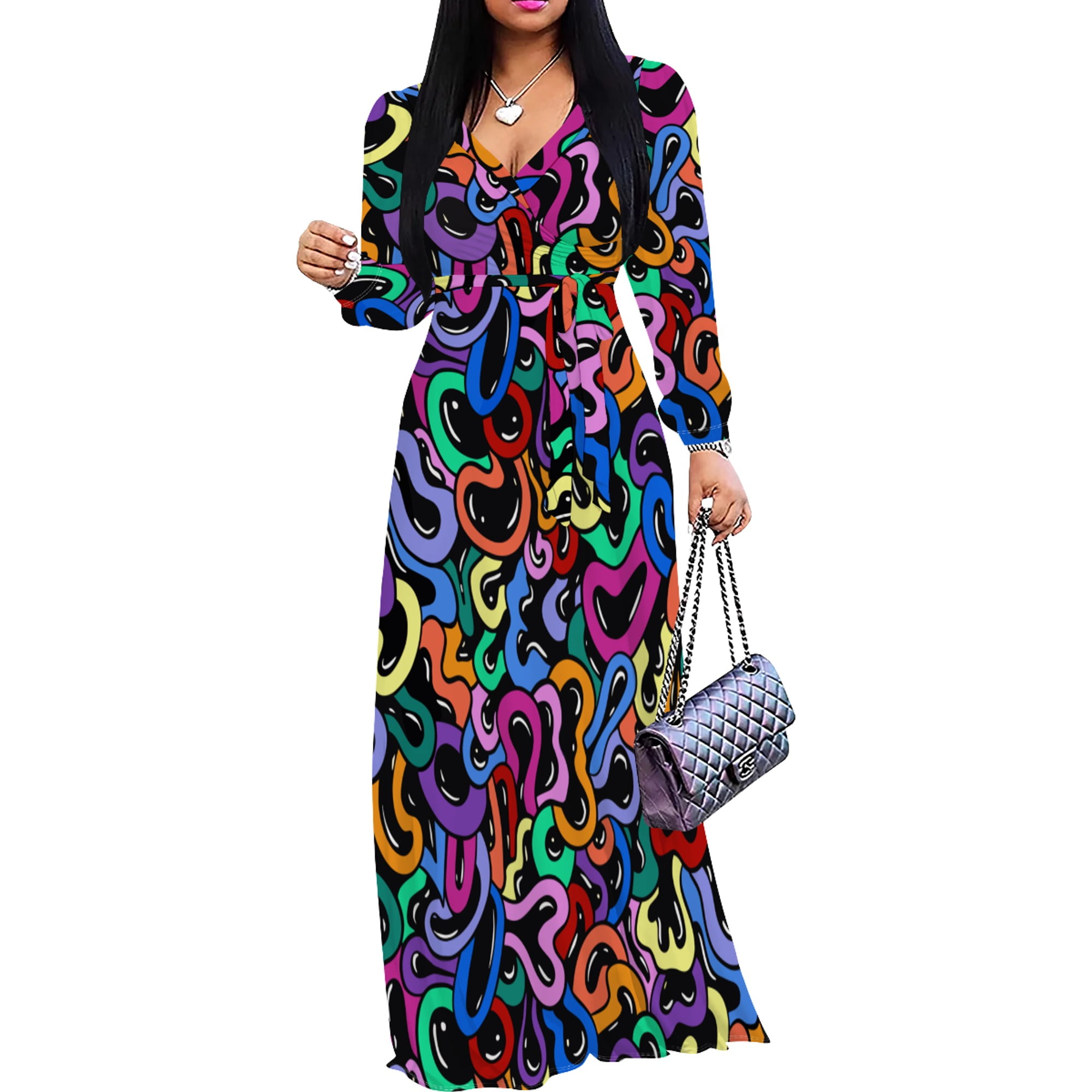 Plus Size Dresses for Curvy Women Maxi Wedding Guest Party Wrap Dress