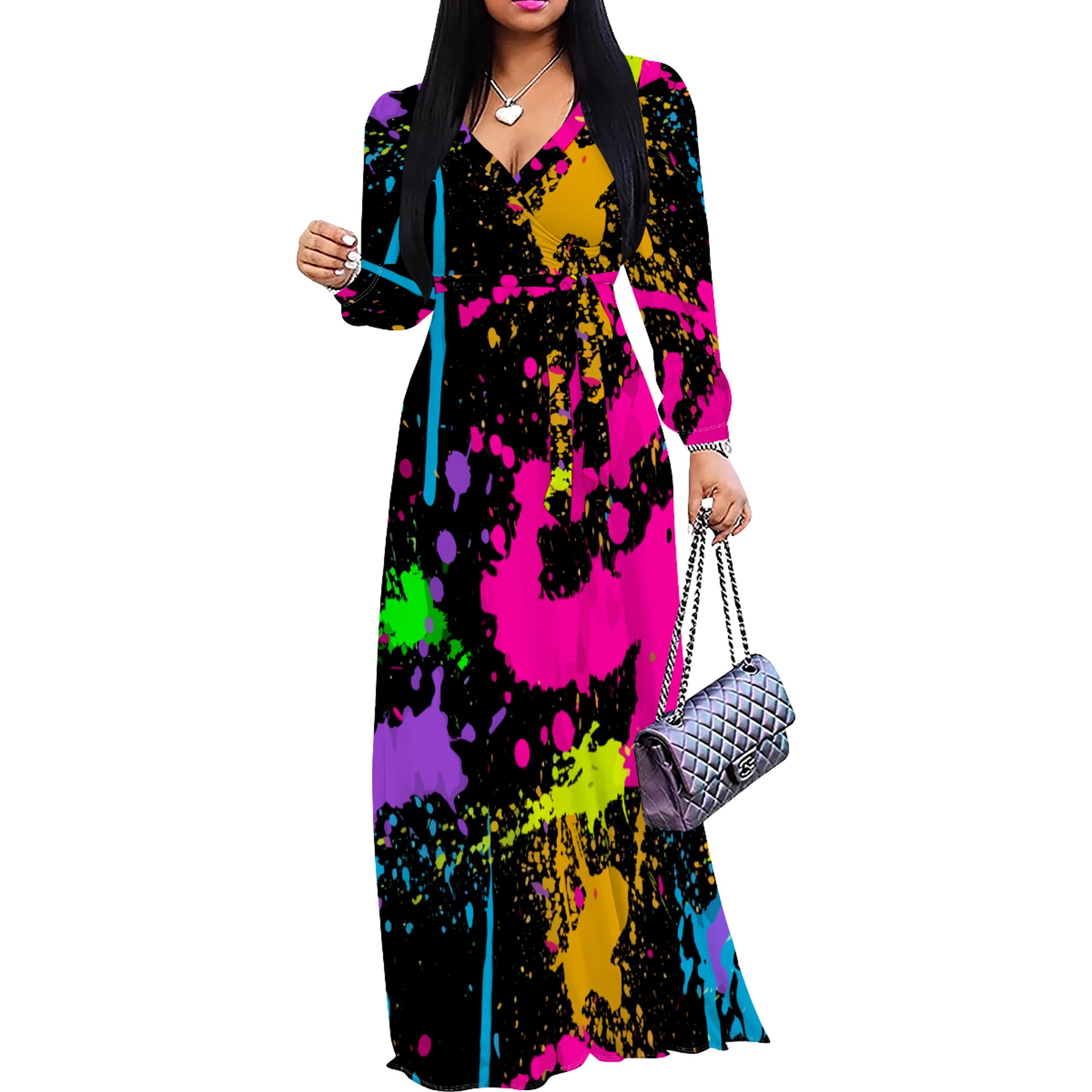 Plus Size Dresses for Curvy Women Maxi Wedding Guest Party Wrap Dress