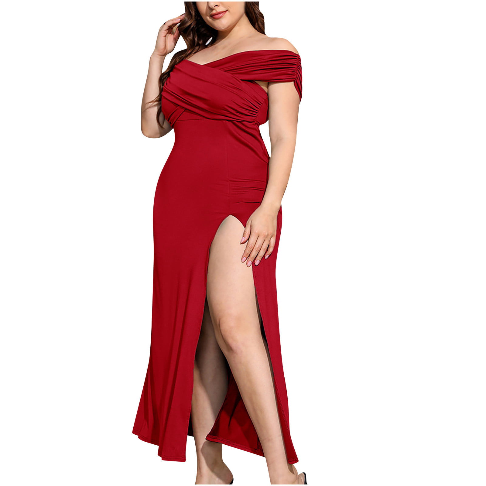 Plus Size Dresses for Women Lace Stitching Solid Color Cocktail Evening Dress Wedding Gowns - Walmart.com