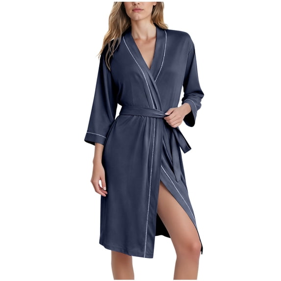 Plus Size Dresses for Women Fashion Casual Solid 3/4 Sleeved Top Bandage Home Clothes Nightgowns And Bathrobes