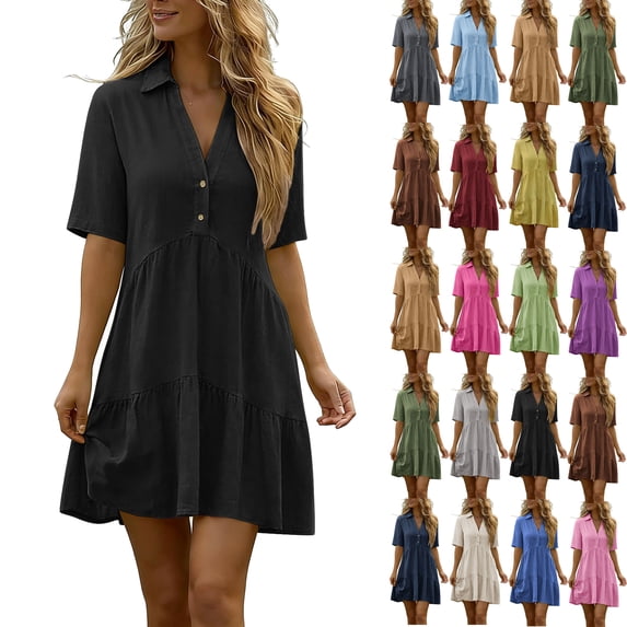 Plus Size Dresses for Women Tight Fitting Style With Button Wedding Guest Dress