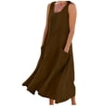 thumbnail image 1 of Plus Size Dresses for Womens Summer 2026 Fashion Sleeveless Casual Pocket V-Neck Neck Solid Long Dress, 1 of 7
