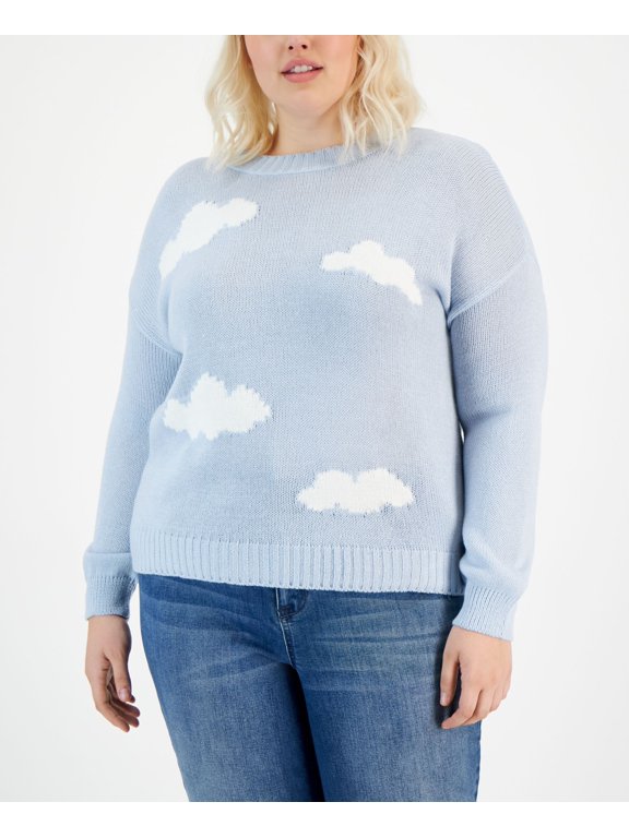 Plus Size Dropped-Shoulder Cloud Sweater Powder Blue 2X