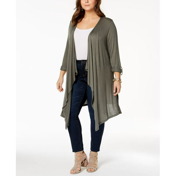 Plus Size Duster Cardigan Olive Drab 0X