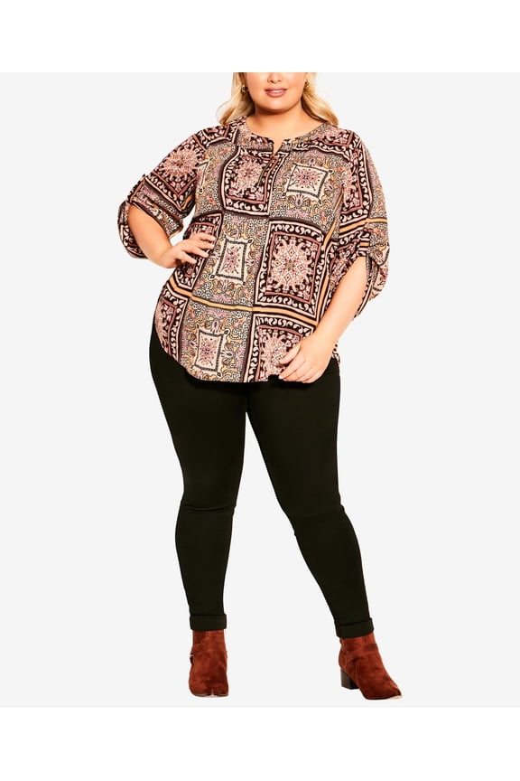 Plus Size East Pleat Zip Top Black, Keely Patch 5X