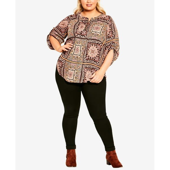 Plus Size East Pleat Zip Top Black, Keely Patch 5X