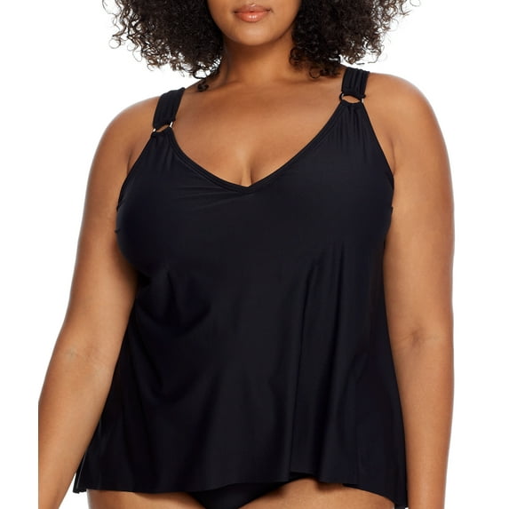 Plus Size Eco Onyx Flyaway Underwire Tankini Top Swimsuit