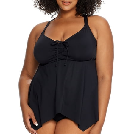 Plus Size Eco Onyx Sharkbite Underwire Tankini Top Swimsuit