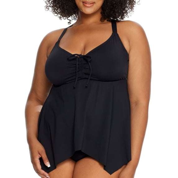 Plus Size Eco Onyx Sharkbite Underwire Tankini Top Swimsuit