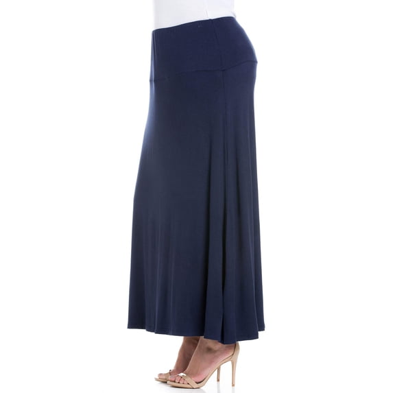 Plus Size Elastic Waist A Line Maxi Skirt