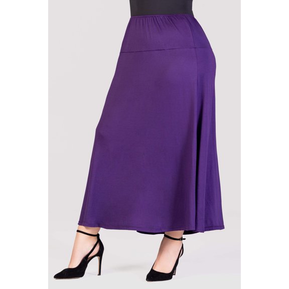 Plus Size Elastic Waist A Line Maxi Skirt