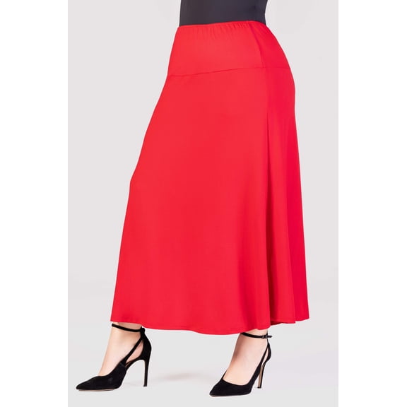Plus Size Elastic Waist A Line Maxi Skirt