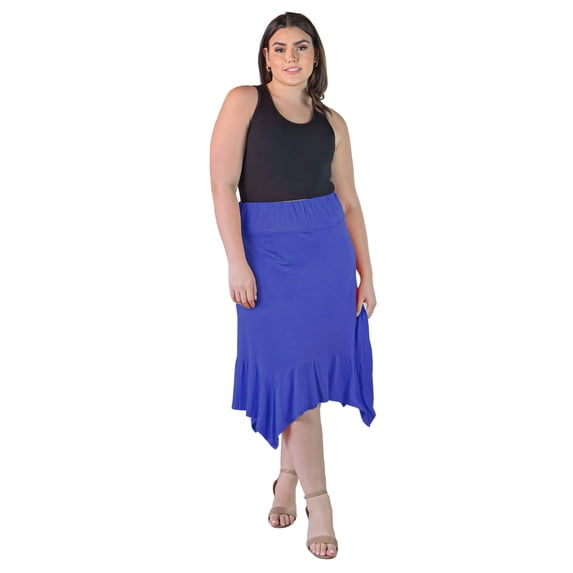 Plus Size Elastic Waist Handkerchief Midi Skirt