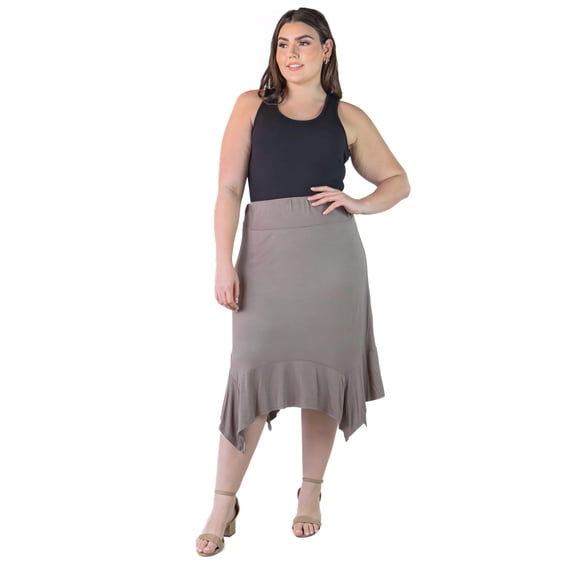 Plus Size Elastic Waist Handkerchief Midi Skirt