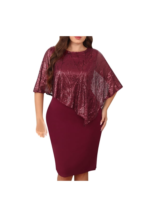 Plus Size Elegant Formal Dress Long Lace Cape Overlay Wedding Guest Formal Cocktail Mother of Bride Outfit