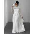 thumbnail image 1 of Plus Size Elegant White Lace Bodice Pleated Waist Tie Long Dress, 1 of 7